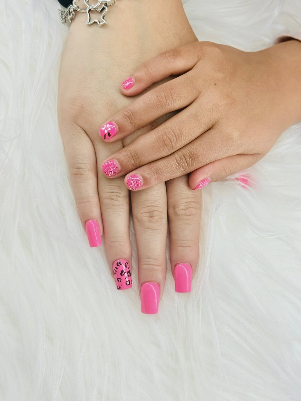 Hot pink nail art design